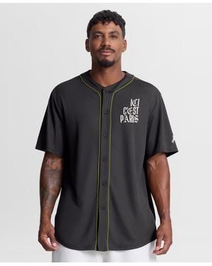 Fanatics Paris Saint-germain Oversized V-neck Baseball Jersey - Black