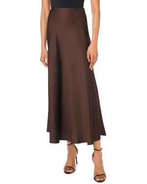 1.STATE Bias-cut High-waisted A-line Satin Maxi Skirt - Brown