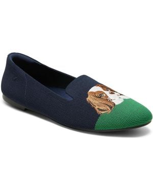 VIVAIA Audrey Round-toe Slip-on Embroidered Loafers - Blue