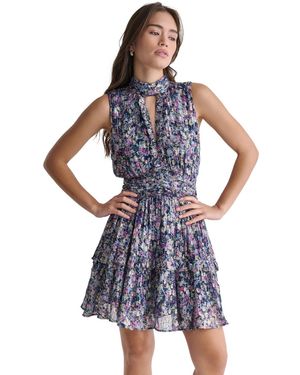 BCBGMAXAZRIA Choker-neck Sleeveless Dress - Blue