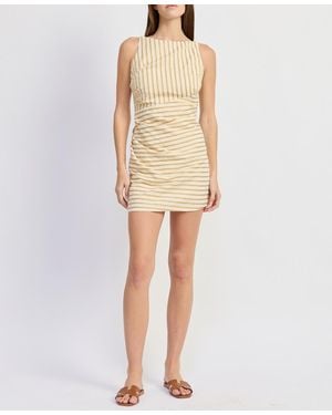 En Saison Sleeveless Crewneck Bodycon Mini Dress - Natural