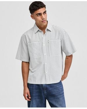 Mode Of One Plaid Seersucker Short-sleeve Shirt - White