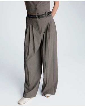 Kenneth Cole Double Belted High-rise Pants - Gray