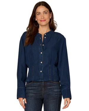 Democracy Pleat Detail Long-sleeve Top - Blue