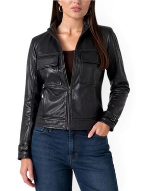 Liverpool Los Angeles Faux Leather Moto Zip-front Jacket - Black