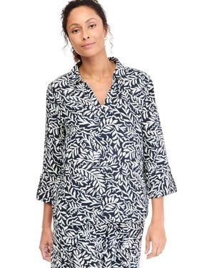 Style & Co. Printed Cotton Gauze 3/4-sleeve Popover Blouse - Blue