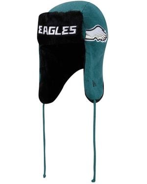 KTZ Midnight Philadelphia Eagles Helmet Head Trapper Knit Hat - Black