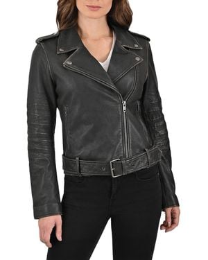 Frye Sheep Crack Leather Jacket - Black