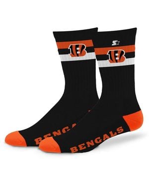Starter And Cincinnati Bengals Team Color Two-stripe Crew Socks - Black