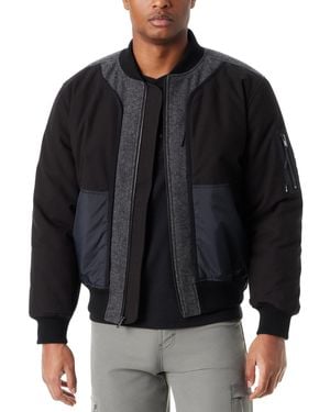 BASS OUTDOOR Hero Mixed Media Zip-front Bomber Jacket - Black
