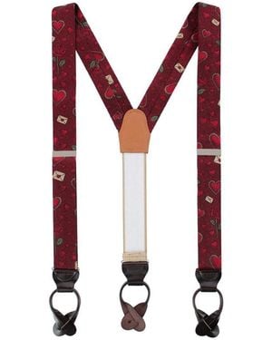 Trafalgar Amor Valentine's Note Silk Button End Suspenders - Red