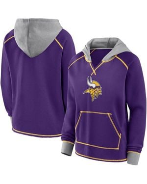 LOGO ATHLETIC Minnesota Vikings Boom Fleece Pullover V-neck Hoodie - Purple
