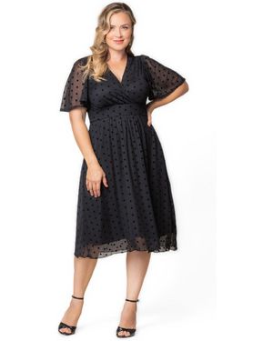 Kiyonna Plus Size Margot Mesh Cocktail Dress - Black