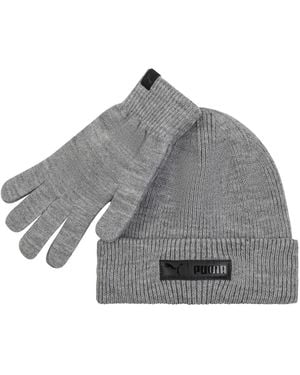 PUMA 2-piece Cuff Beanie And Gloves Set - Gray