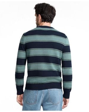 Lands' End Long Sleeve Drifter Stripe Crewneck Sweater - Blue