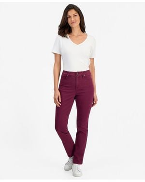 Style & Co. Straight-leg High Rise Twill Pants - Red