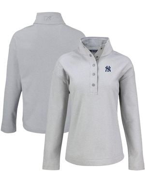 Cutter & Buck New York Yankees Hunts Point Eco Half-snap Jacket - Gray