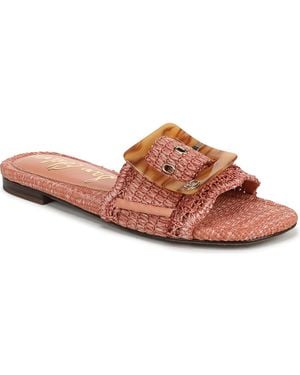Sam Edelman Bambi Raffia Buckle Slide Sandals - Brown