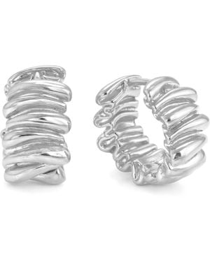 And Now This Rippled Hinged Hoop Earrings - White