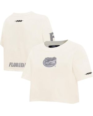 Pro Standard Florida Gators Reverse French Terry Boxy Cropped T-shirt - Natural