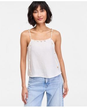 On 34th Beaded-strap Cropped Gauze Tank Top - White