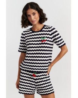 Chinti & Parker Chinti Parker Cotton Cherry Crochet Set - Blue