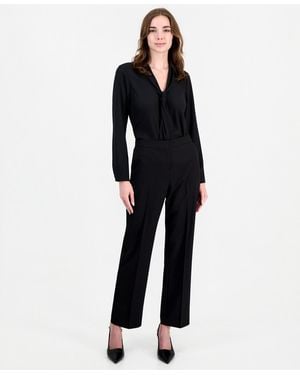 Tahari Straight Pant Straight-leg Mid-rise Pants - Blue