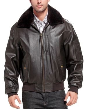 Landing Leathers Men B-15 Leather Flight Bomber Jacket - Gray