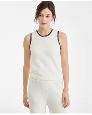 On 34th Tipped Crewneck Sleeveless Sweater - White