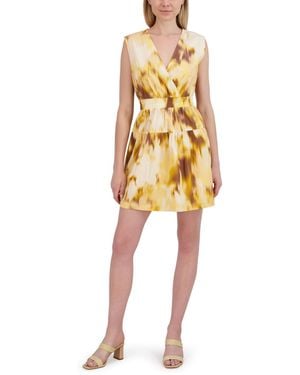 Laundry by Shelli Segal Extended Sleeve Tiered Short Dress - Yellow