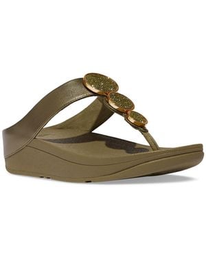 Fitflop Halo Bead-circle Metallic Toe-post Sandals - Green