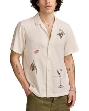 Lucky Brand Vice Short Sleeve Button-front Graphic Camp Shirt - Natural