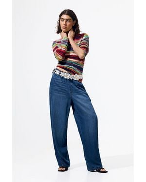 Desigual Elastic Long Denim Pants - Blue