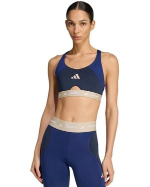 adidas Workout Color Block Medium Support Training Bra - Blue