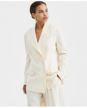 BarIII Double-breasted Blazer - Natural
