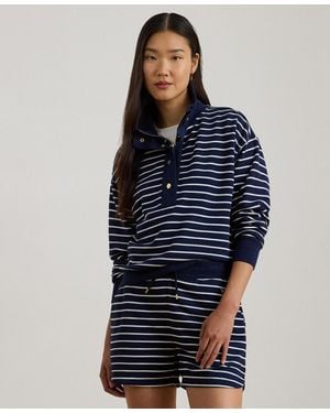 Ralph Lauren Striped Mock Neck Sweatshirt - Blue