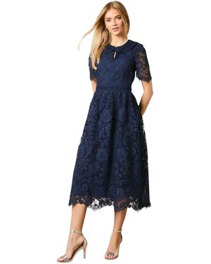 Oasis Occasion Lace Collared Midi Dress - Blue