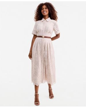 Anne Klein Floral Lace Belted Shirtdress - Multicolor