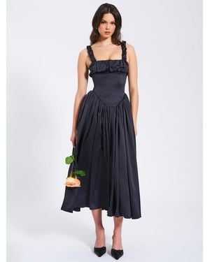 Miss Circle Noreen Satin Drop Waist Maxi Sundress - Blue