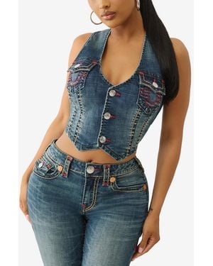 TRUE RELIGION Super T Denim Vest - Blue