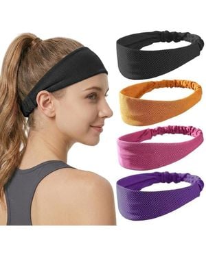 Peneyon 4 Pack Quick Dry Cooling Sports Headbands Breathable Non Slip Athletic Workout Bands For Running Yoga Gym - Multicolor