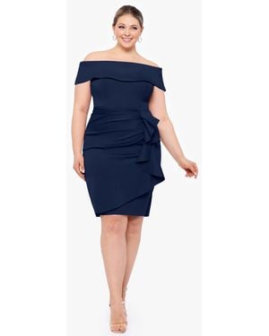 Xscape Plus Size Off-the-shoulder Ruffled Dress - Blue
