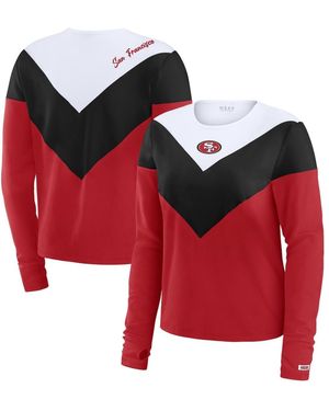 WEAR by Erin Andrews /black San Francisco 49ers Plus Size Chevron Tri-blend Long Sleeve T-shirt - Red