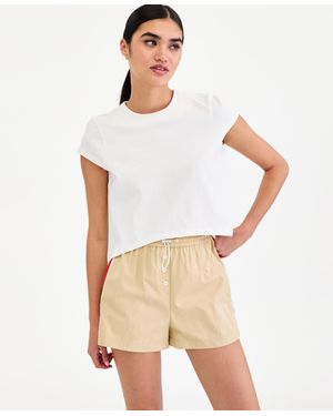 BarIII High-low Cotton Cap-sleeve Top - White