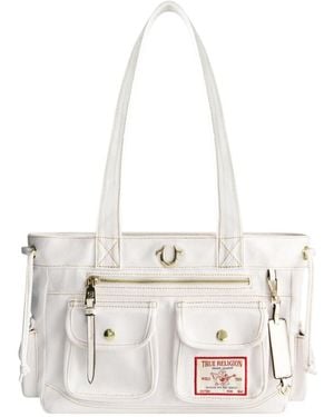 TRUE RELIGION Multi-pocket Denim Tote - White