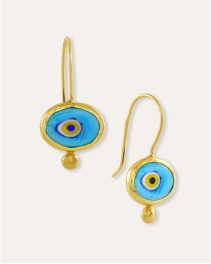 Ottoman Hands Alara Evil Eye Drop Earrings - Blue