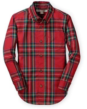 Hope & Henry Boys Stretch Poplin Long Sleeve Button Down Shirt - Red
