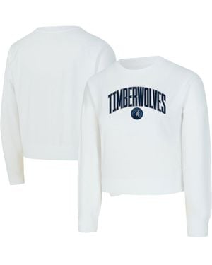 Concepts Sport Minnesota Timberwolves Laney Chenille Cropped Long Sleeve T-shirt - White