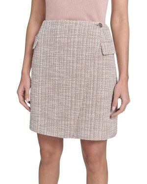 Calvin Klein Textured Faux-wrap Pencil Skirt - Multicolor