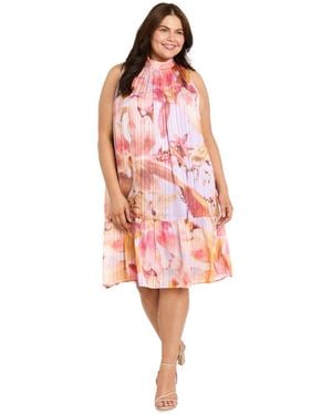R & M Richards Plus Size Floral Print Sleeveless Dress - Pink